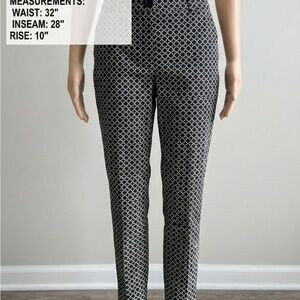 Hilary Radley Black and White Patterned Ankle Pants